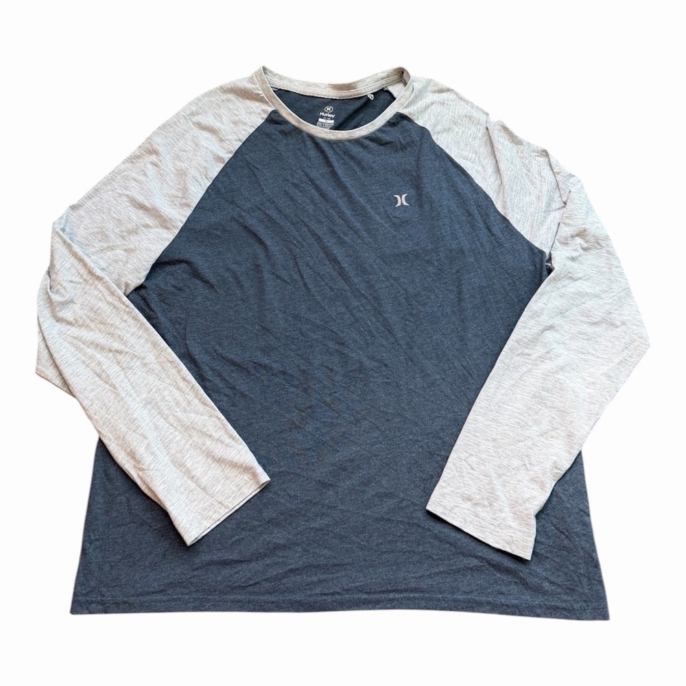 Men's Blue And Gray Hurley Long Sleeve Skate Tee Size XL